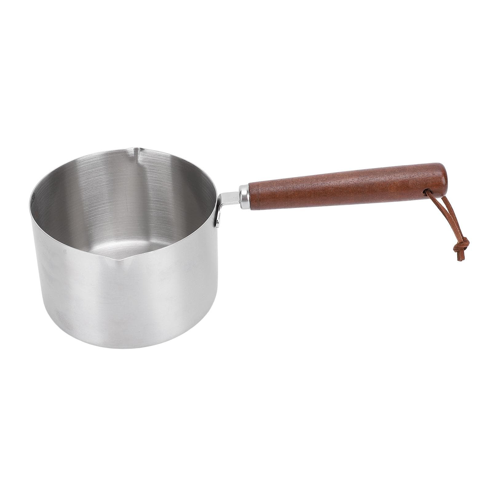Butter Warmer Pot Wooden Handle 304 Stainless Steel Mini Milk Boiling Pot for Kitchen