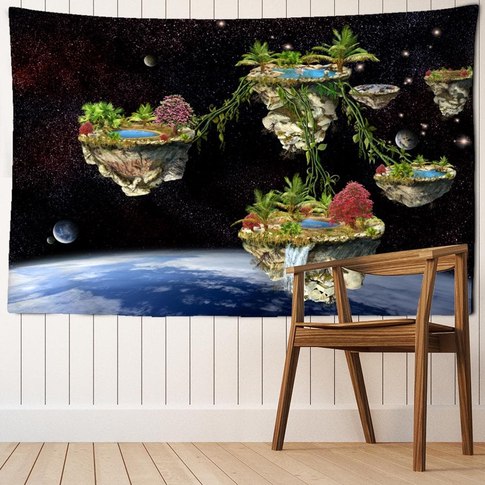 Island in the Stars Tapestry Wall Hanging Bohemian Aesthetics Nature Landscape Art Home Dorm Living Room Decor 95x70cm