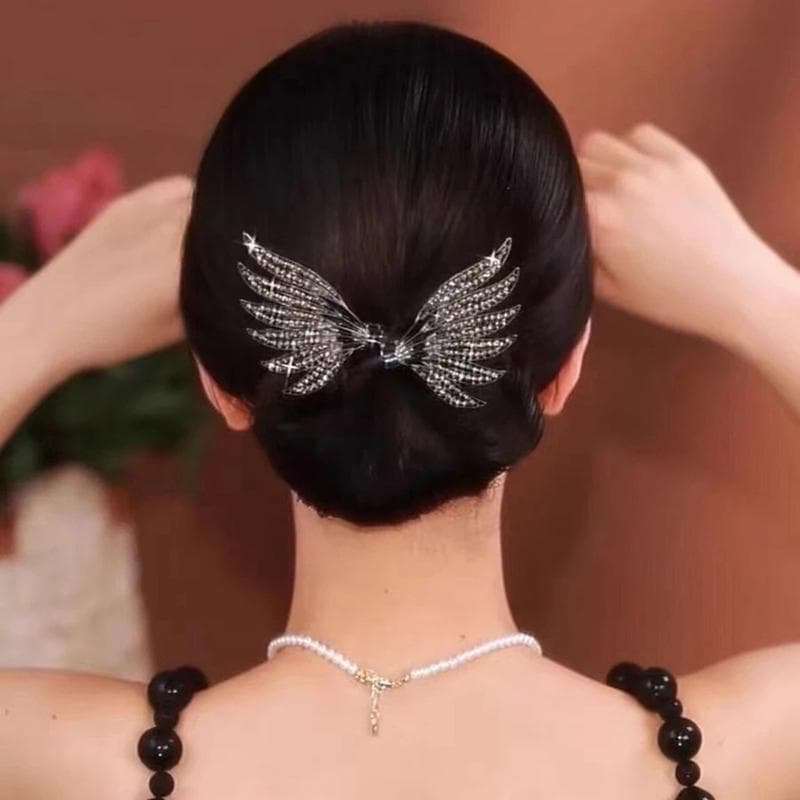 Women's Hair Twister Crystal Wings Curler Exquisite Temperament Hairpin Curling Hair Hairpins Hair Accessories black