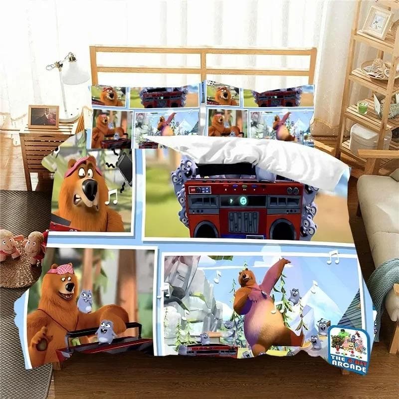 3D G-Grizzy and The Lemmings Bedding Set Duvet Cover Comforter Bed Single Twin Full Queen Youth Kids Girl Boys Gift Bed Sheets EU King 240x220cm