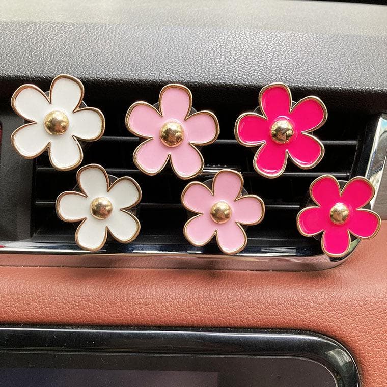 6PCS Daisy Flower Air Vent Clip Car Air Conditioning Outlet Clip Car Air Freshener Clip Car Interior Decor Accessories for Women