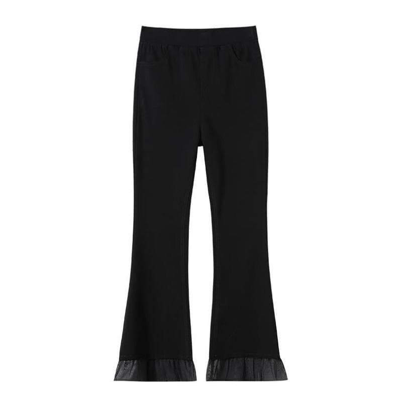 Flag-bottom Pants for Women In Summer Thin High Waist Slimming Ice Silk 7-point Flared Pants for Eight-point Small Wide-leg Casual Pants XXXL