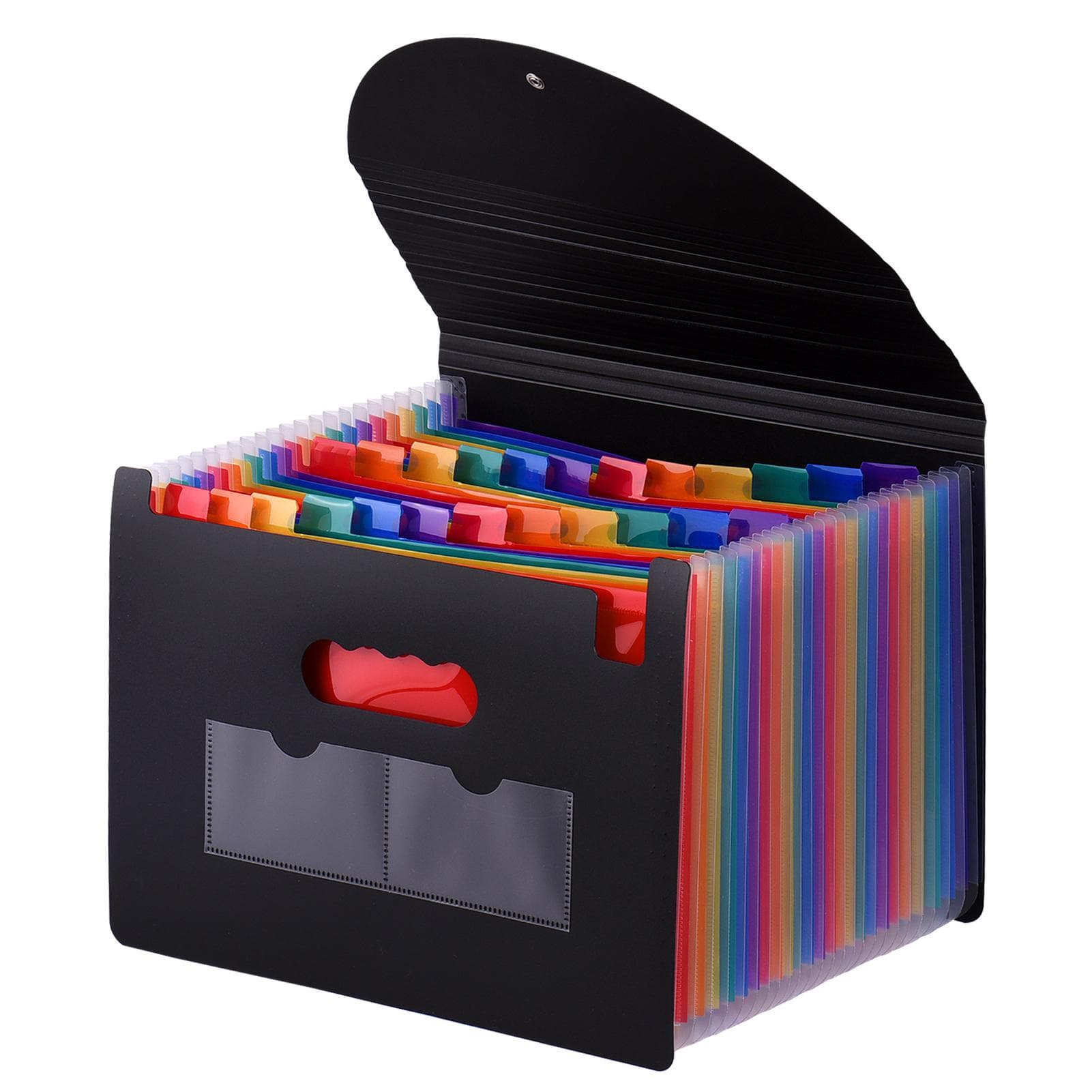 24 Pockets Expanding File Folder with Cover Accordian File Organizer A4 Letter Size Document multicolour