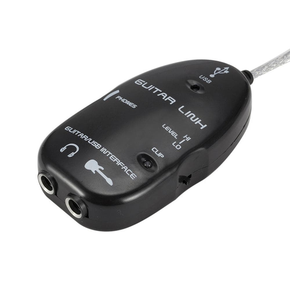 Guitar to USB Interface Link Cable Adapter Audio Connector Recorder for PC/Computer black