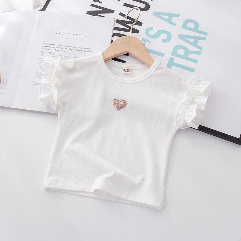 Short Sleeved Summer Children's Lace T-shirt, Children's Top, Girls' Clothing 100