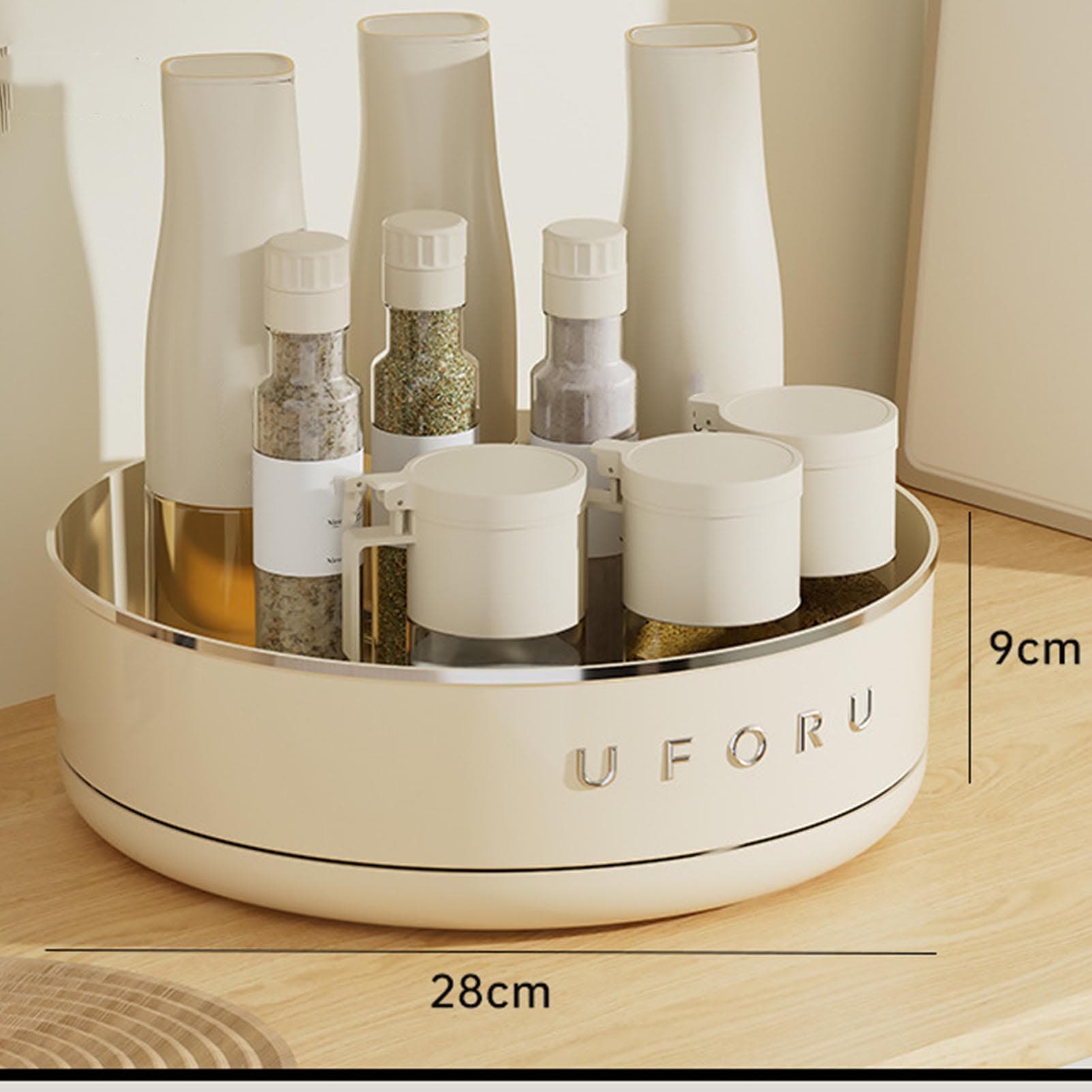 Kitchen Rotating Organizer Home Desktop Multifunctional Spice Cosmetic Rotatable Organizer Crystal