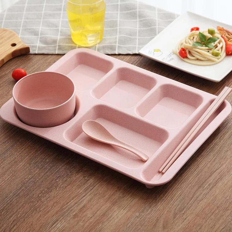 Ceramic Dividing Dinner Plate Breakfast Fruit Tray White Porcelain Restaurant Home Divided Food Dishes Adult Tableware pink