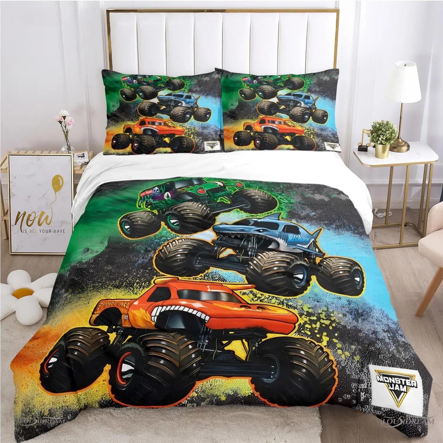 Cartoon Monster Truck All Season Duvet Cover Comforter Bedding sets Soft Quilt Cover and Pillowcases SingleDoubleQueenKing 70x133cm 2pcs