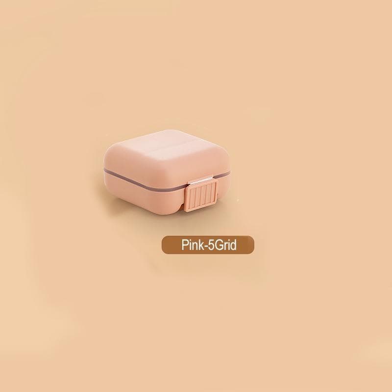 1PCS 5/8Grids Portable Safety Pill Box Tablet Splitters Medicine Dispenser Sealed Container Pill Boxs Pillbox Container 6*6.6*3.4cm pink