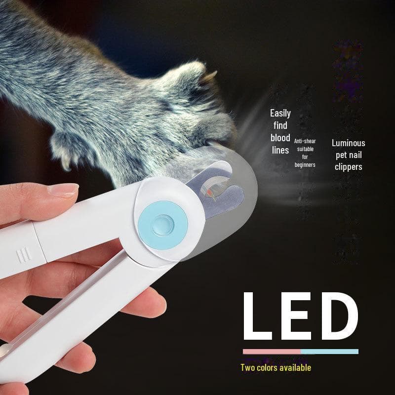 LED Pet Nail Clippers with File, Illuminated Blood Line, Stainless Steel Grooming Nippers Pink Clipper