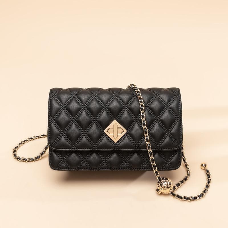 Fashion Diamond Lattice Chain Bag Women Easy To Take Spring and Summer Single Shoulder Oblique Cross-lock Small Square Bag Trend black