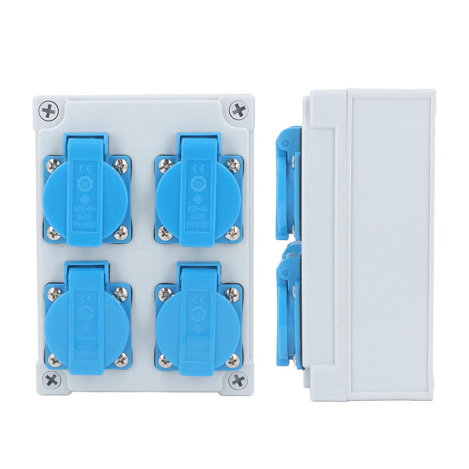 European Wall Socket 4P IP44 Waterproof Building Power Distributor for Garden Garage Bathroom 250V