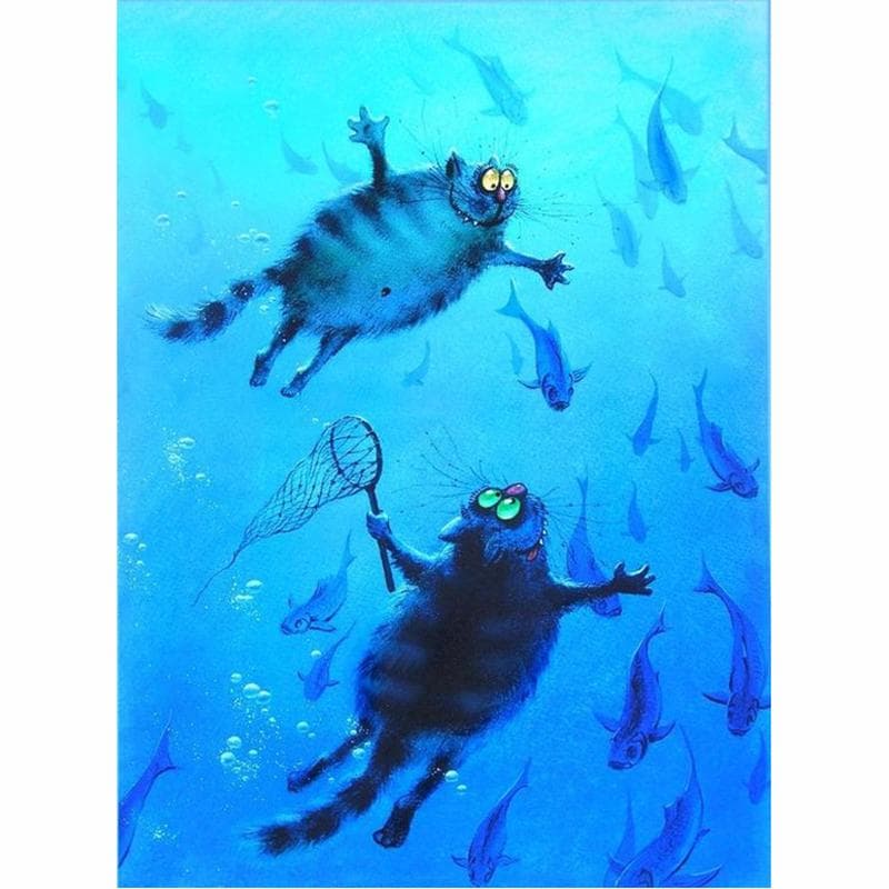 5D DIY Diamond Painting Sea fish Diamond Embroidered Cross-stitch Rhinestone Mosaic 20X30CM