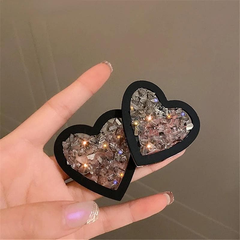 Vintage Hyperbole Irregular Glass Black Heart-shaped Stud Earrings For Woman Luxury Party Unusual Earrings Fashion Gift black