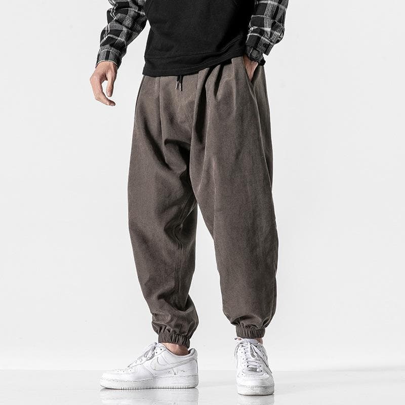 New Summer Japanese Retro Straight Wide-leg Sports Pants Loose Bloomers Tying Feet Casual Pants 3XL