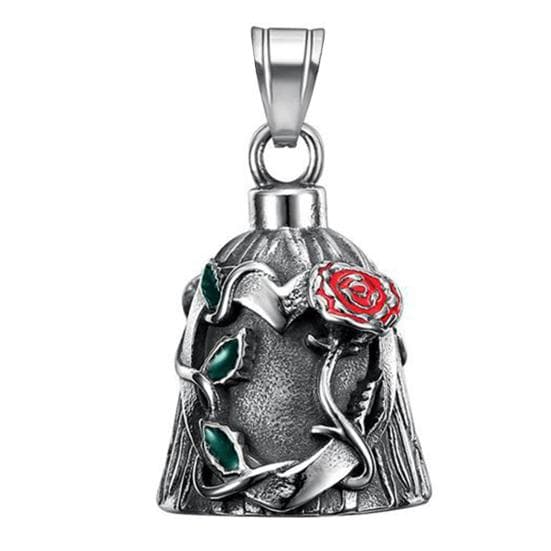 Yousheng Luck Riding Bell Biker Guardian Lucky Bell Titanium Steel Bell with Engraved Rose Vines Hanging Bell for Key Ring Car Backpack A