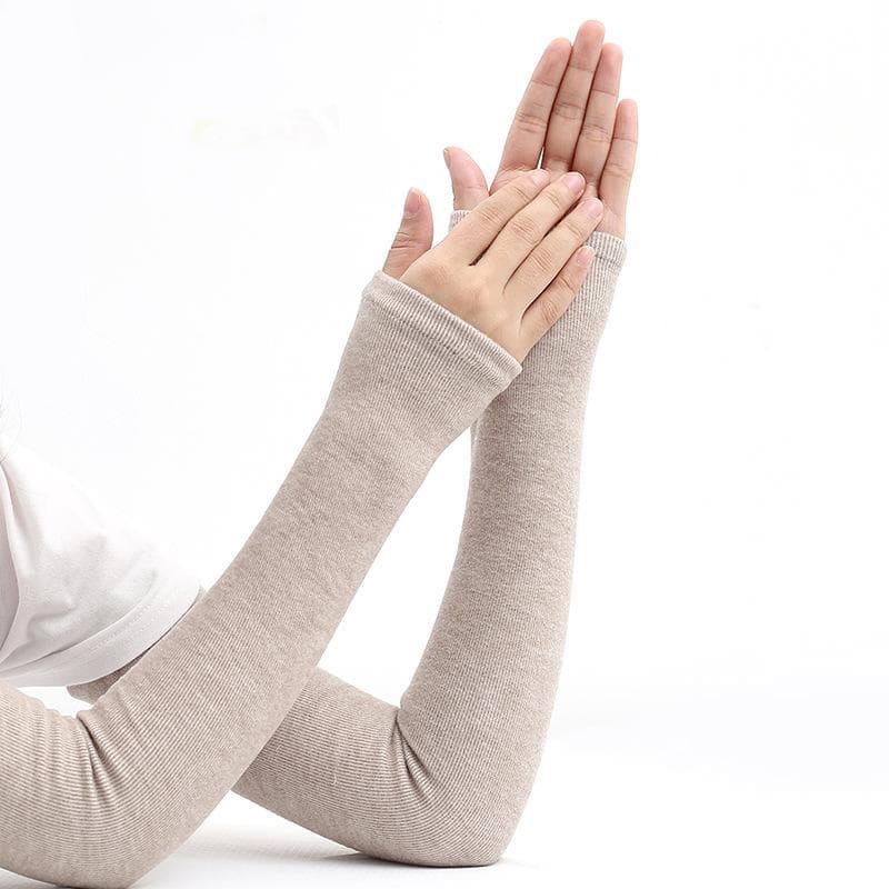 Winter Unisex Cotton Arm Sleeves Double-layer Thickened High Elastic Elbow Guards To Keep Warm Arms At Home One Size khaki