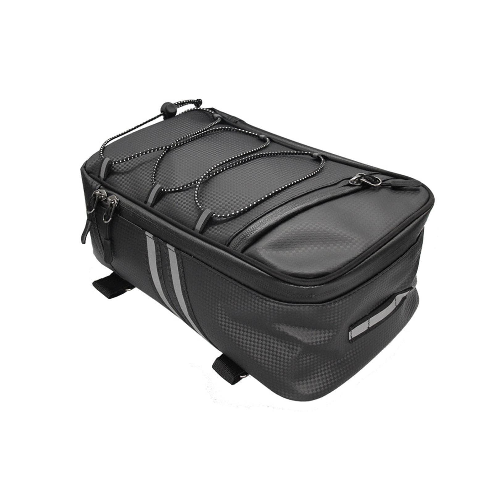 Bike Rack Rear Carrier Bag Trunk Bag PU Leather Waterproof 8L Large Capacity Storage Luggage black