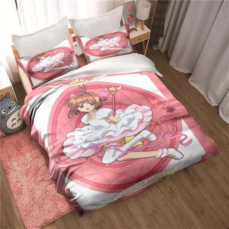 Anime Cardcaptor Sakura Bedding Set Boys Girls Twin Queen Size Duvet Cover Pillowcase Bed Kids Adult Fashion Home Textileextile 135X200cm