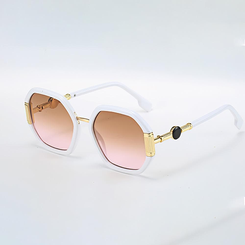 Fashionable Women Sunglasses Unique Octagonal Frame Gradient Lenses Golden Legs Stylish Glasses