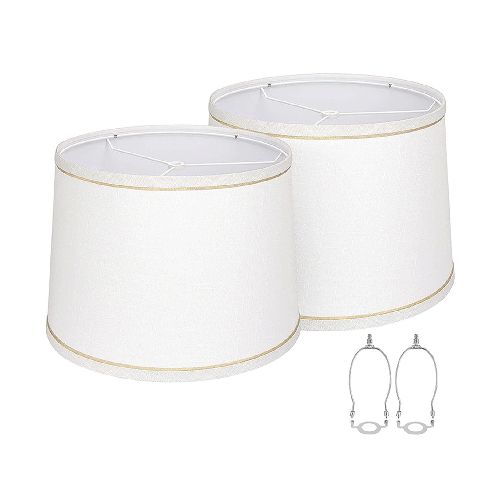 2 Sets of Fabric Lampshade for Table Lamp Floor Lamp American Style Lampshade with Lampshade Harp white