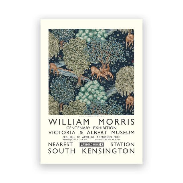 Victoria and Albert Museum Exhibition Poster London Underground William Morris Canvas Print The Art Nouveau Painting Wall Decor A4 21x30cm No Frame