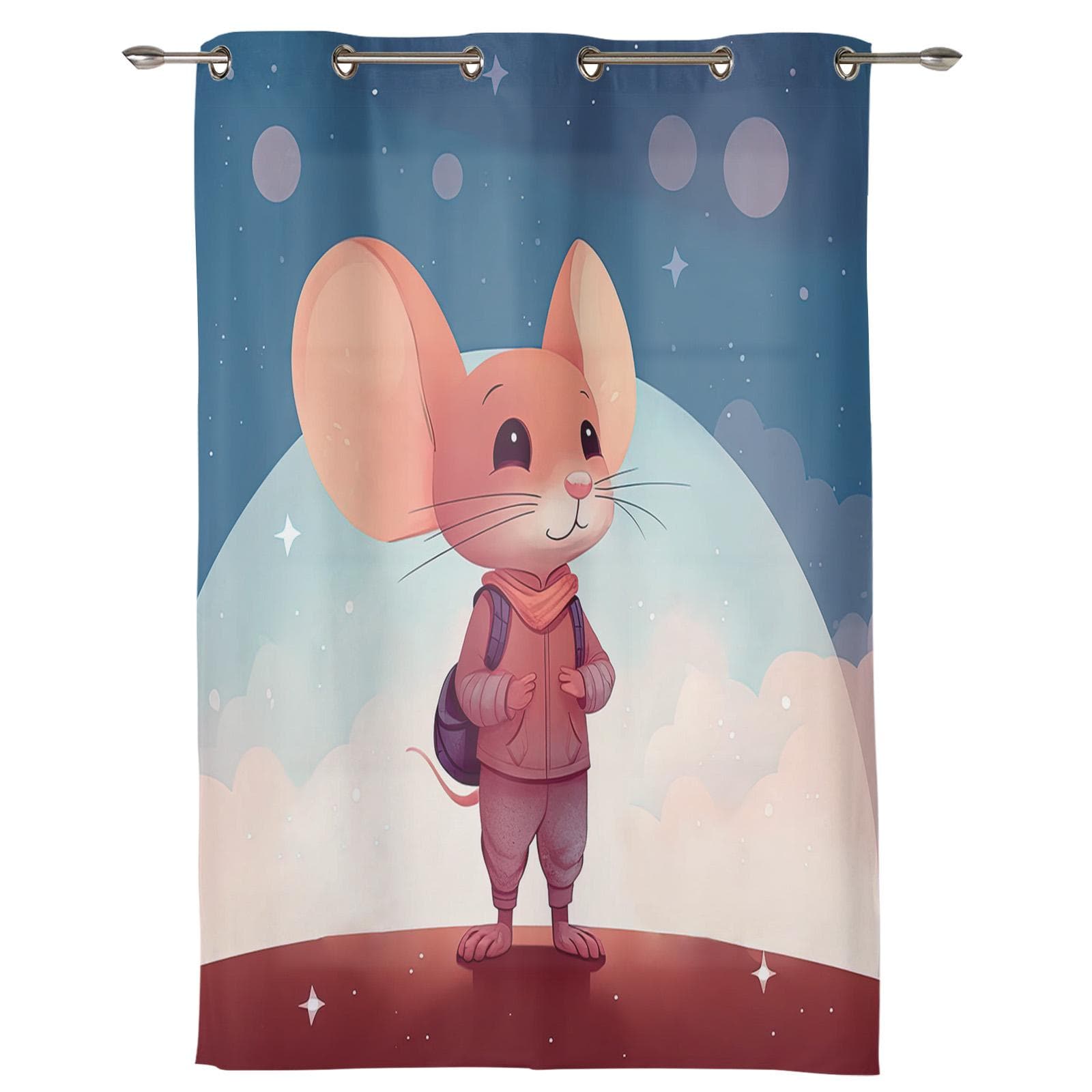 African Female Elephant Giraffe Bedroom Kitchen Curtains Living Room Decoration Items Window Curtains for Living Room 135W x 60H(cm)