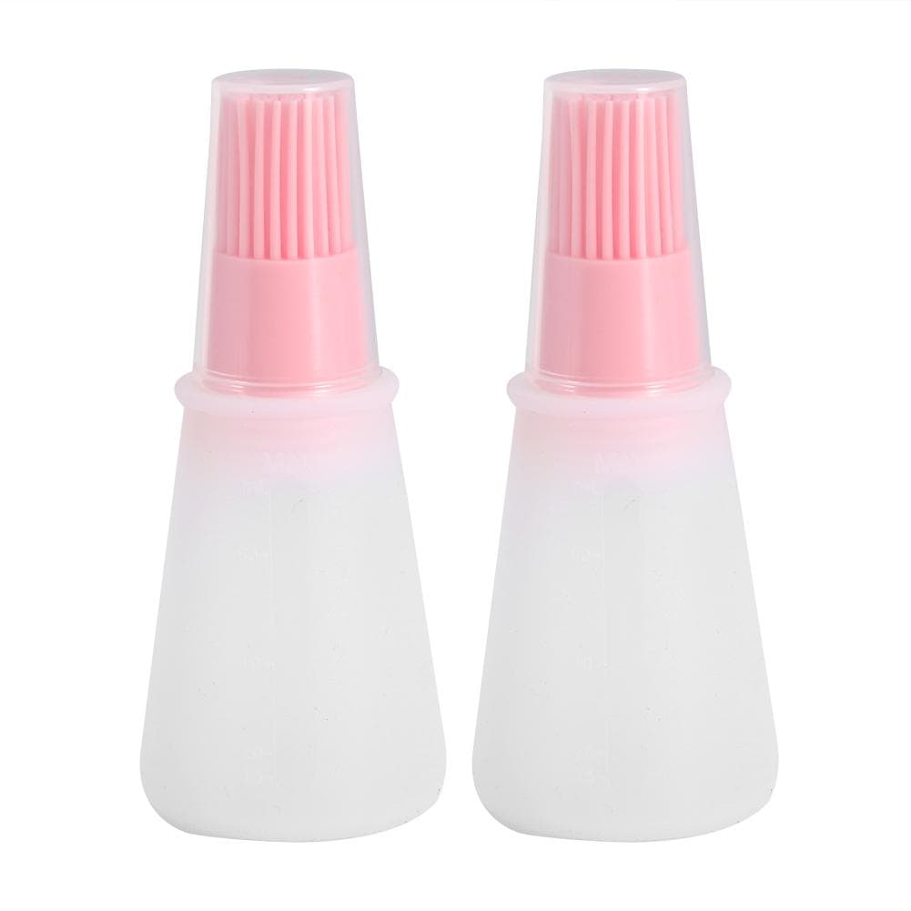 2pcs Kitchen Silicone Barbecue Oil Honey Bottle Brush Cooking Baking BBQ ToolBlue pink