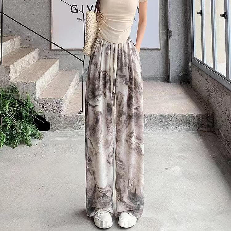New Casual Pants High Waist Loose Summer Breathable Drape Wide Leg Pants Straight Pants Outer Wear 2XL