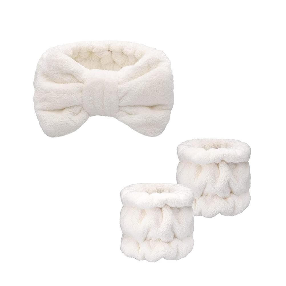 Makeup Headband Wrist Washband Set for Women Girls Microfiber Flannel Shower Hair Headband