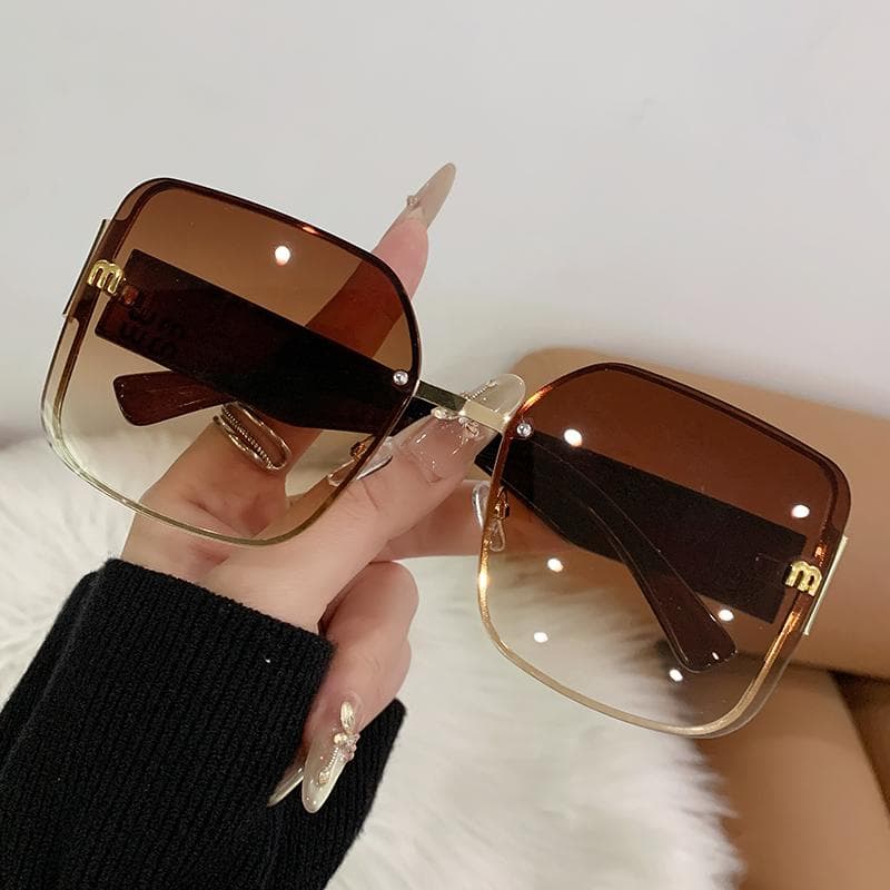 Fashionable High-end Sunglasses Trendy Large Frame UV Anti-light Glasses For Women 90316