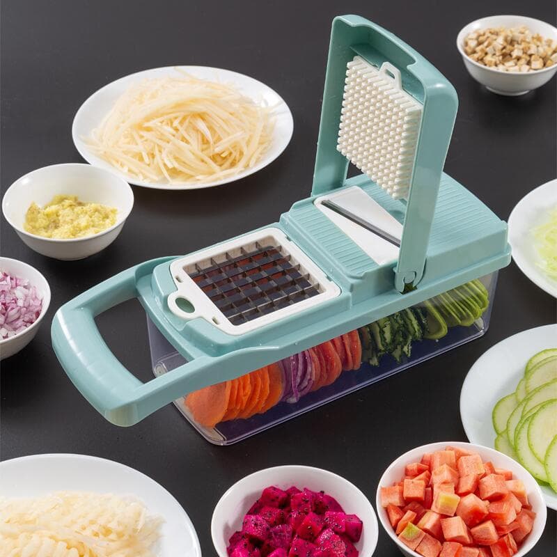 New Upgrade Vegetable Cutter Kitchen Accessories Mandoline Slicer Fruit Cutter Potato Peeler Carrot Cheese Grate blue