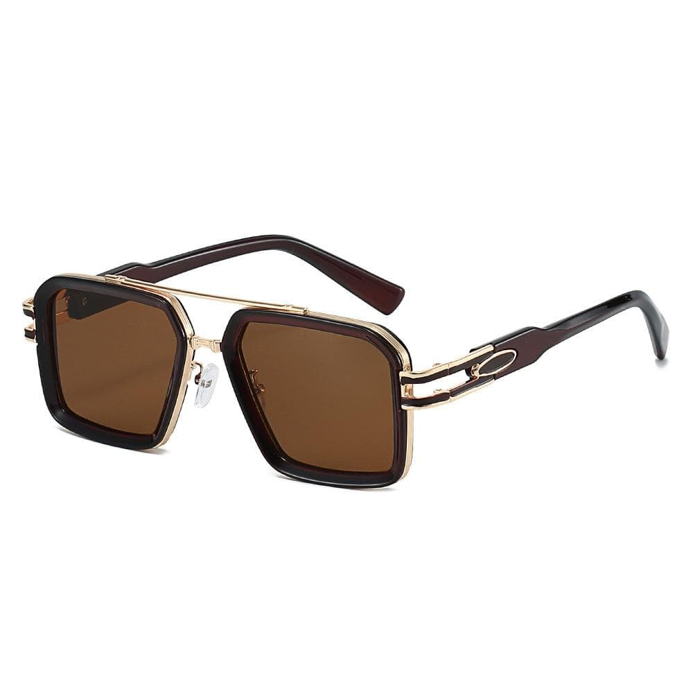 Ins Retro Double Beam Gradient Square Sunglasses Women UV400 Leopard Print Trendy Street Style Punk Unisex Glasses as picture