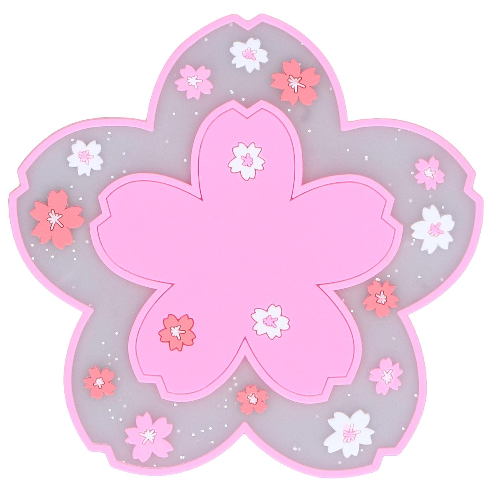 Sakura Coaster Approx 4.5in Heat Insulation Durable Nonslip PVC Elegant Style Drink Coasters for pink