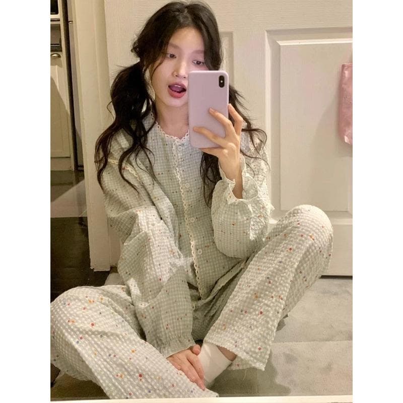 Women's Pajamas New Autumn Spring Long Sleeve Soft Sleepwear Set Bear Cartoon Pyjama Woman Home Nightwear Set Cardigan XXL