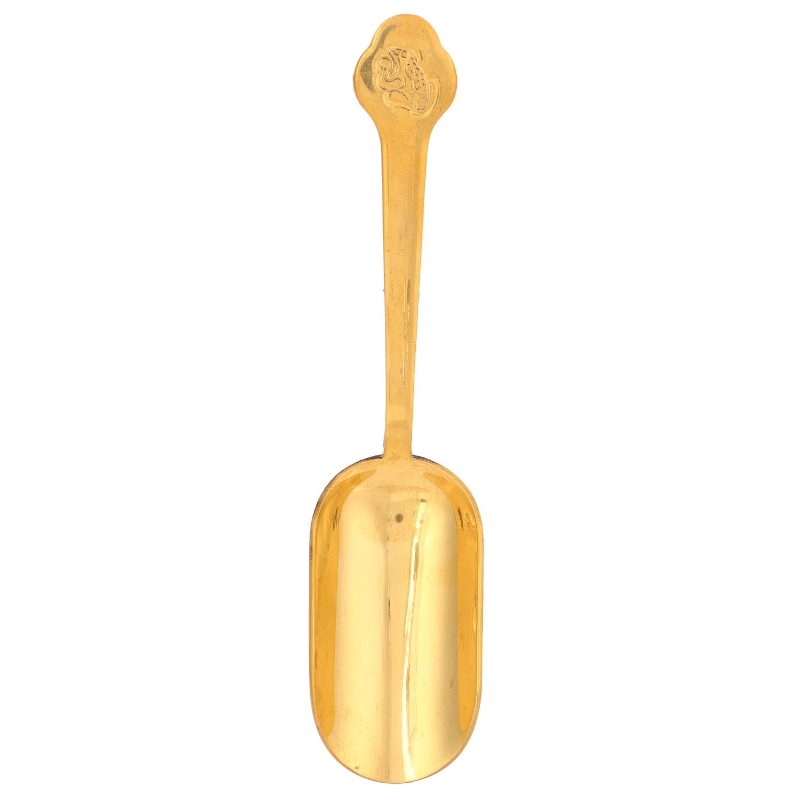 Brass Tea Spoons Long Handle Thicken Toads Pattern Rust Resistant Gold Colored Brass Spoon for Home