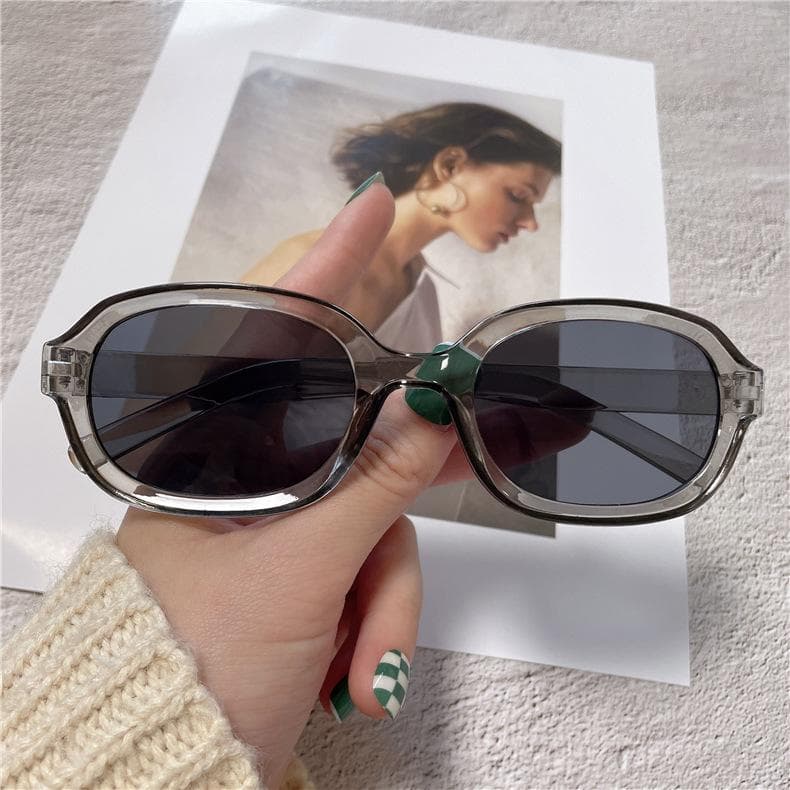 New Vintage Oval Sunglasses Women Retro Candy Colors Mirror Lens Fashion Eyewear Designer Brand Oculos De Sol As shown in the figu