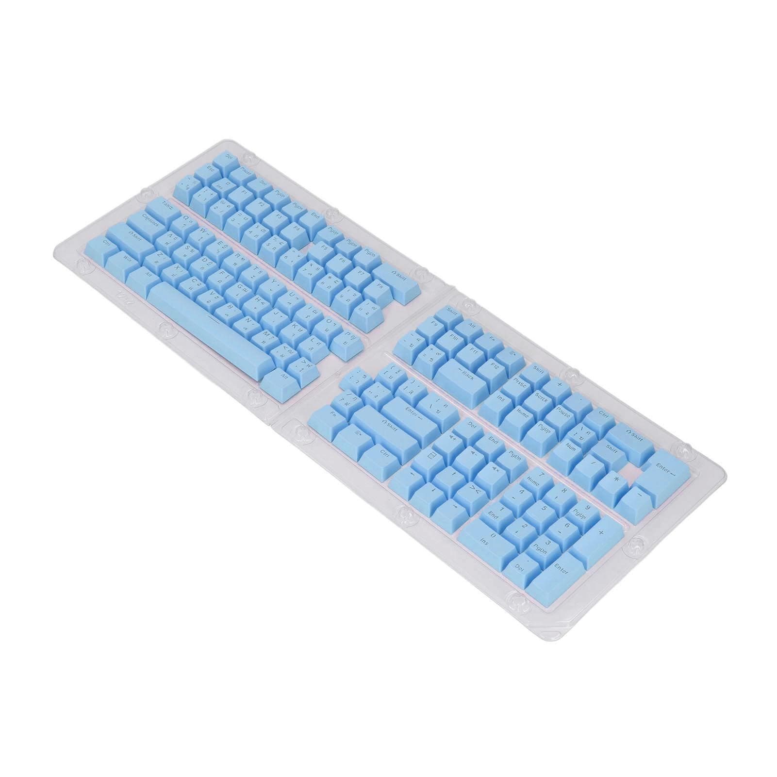 132 Keys Thai Keycaps Set ABS OEM Height Translucent DIY Thai Keyboard Keycaps Replacement for 61 blue