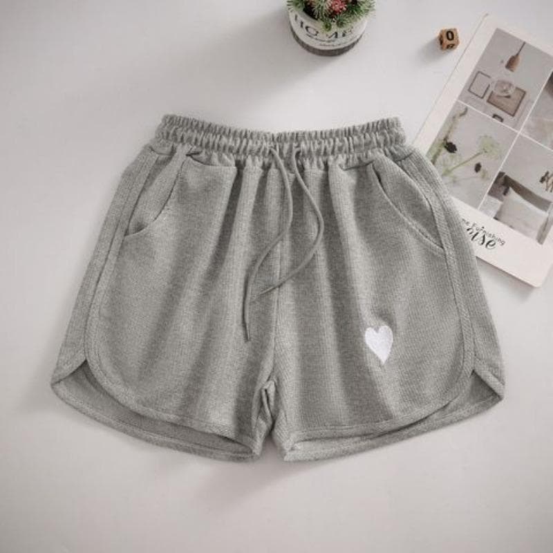 Women's Love Design Casual Shorts Summer New Sweet Casual Sports Shorts 4XL grey
