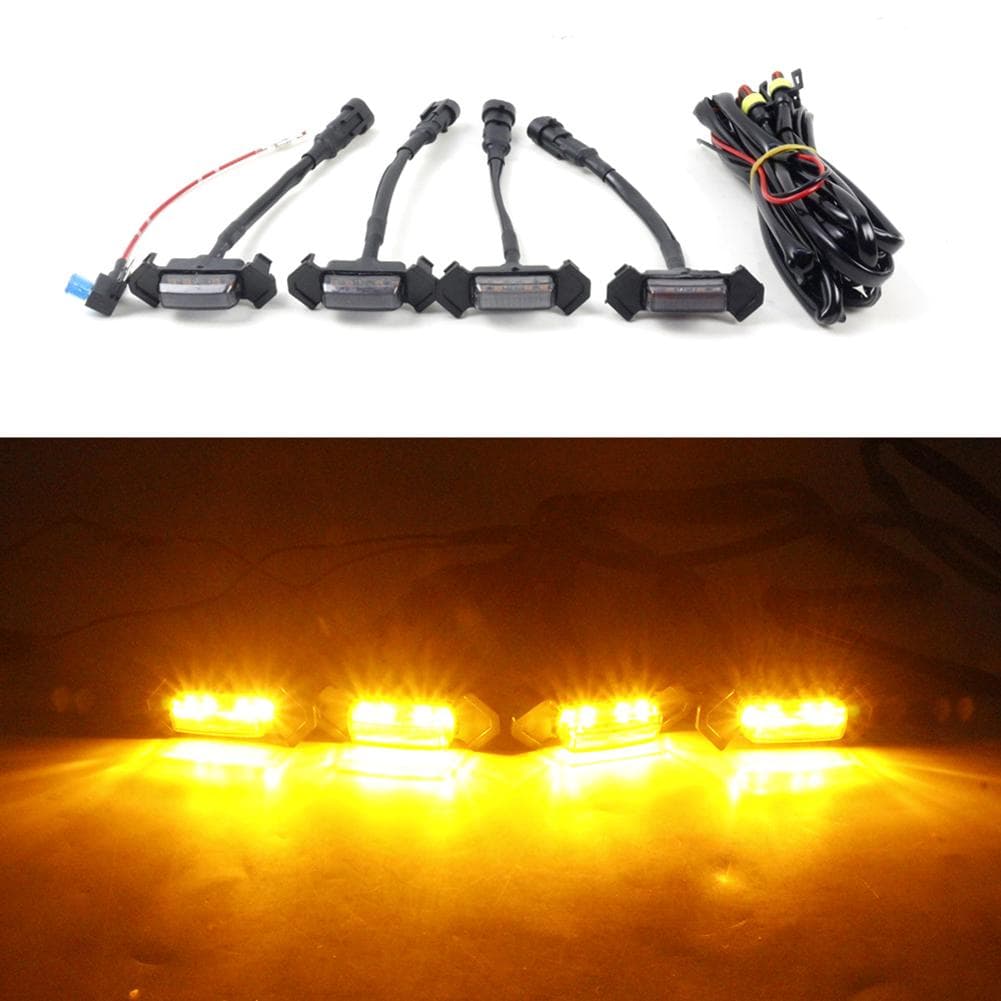 LED Grille Light Kit Car Daytime Running Lights Automobile Modification Accessories Blackened Shell Amber Light