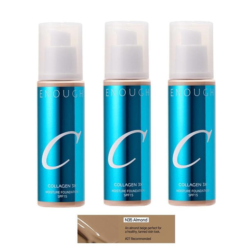 ENOUGH COLLAGEN 3X Moisture Foundation SPF 100mL (30 Options) #N35 Almond x 3PCS