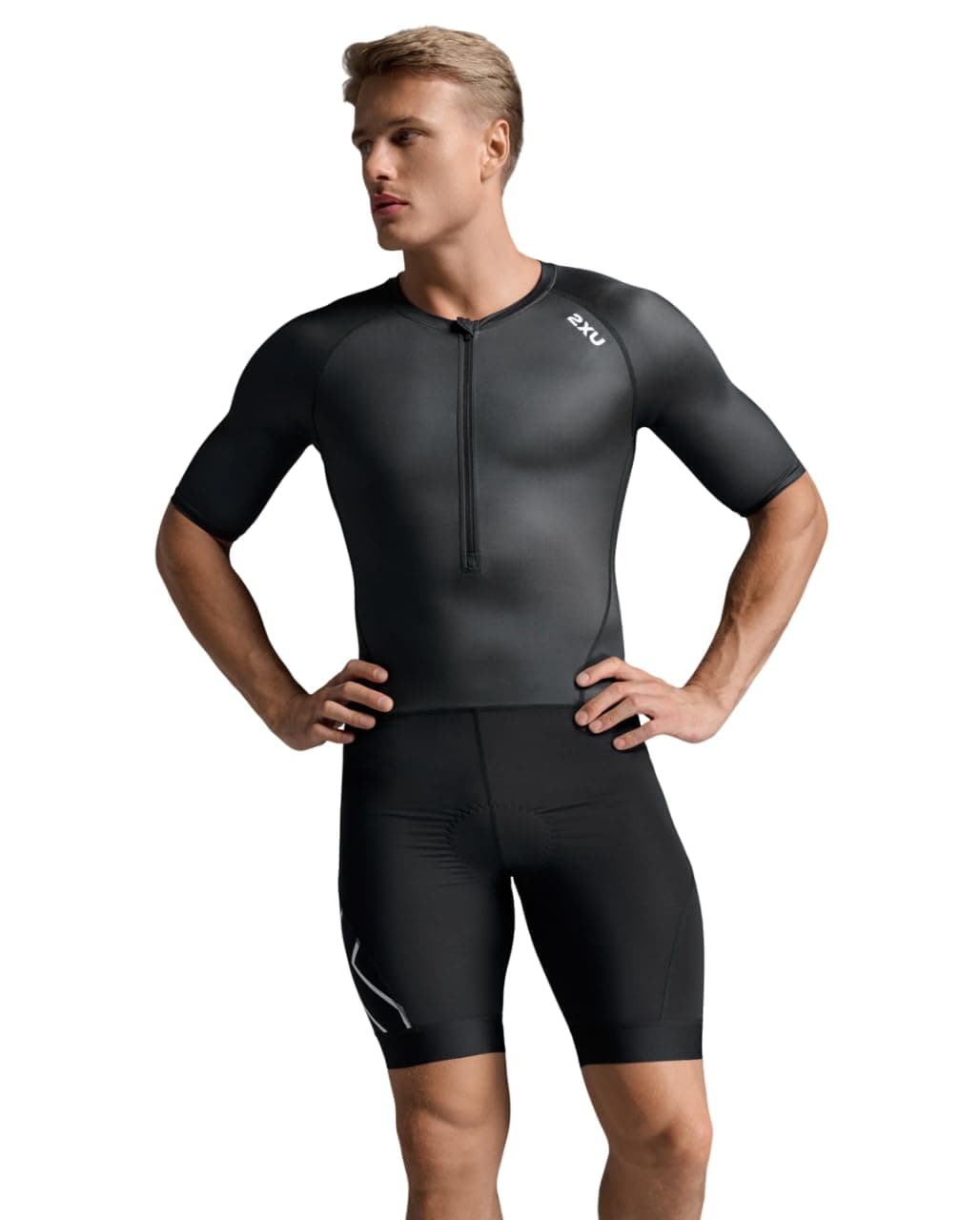 2XU Core Sleeve Tri Medium Men's Suit, Black/White,