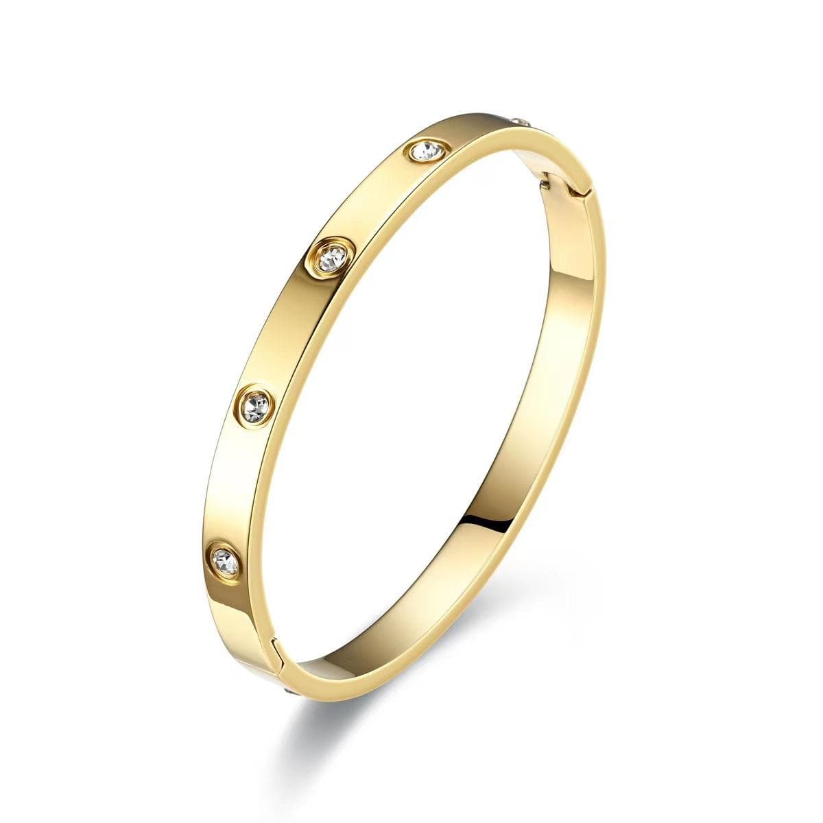 Titanium Steel Bangle Diamond Buckle Unfade Bangle A gold