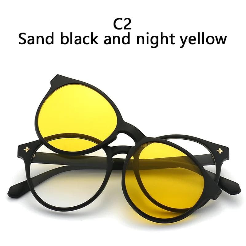1/6 In 1 Magnetic Clip on Sunglasses for Men Women Polarized Optical Frame Sun Glasses Custom Design SHOW AS PICTURE