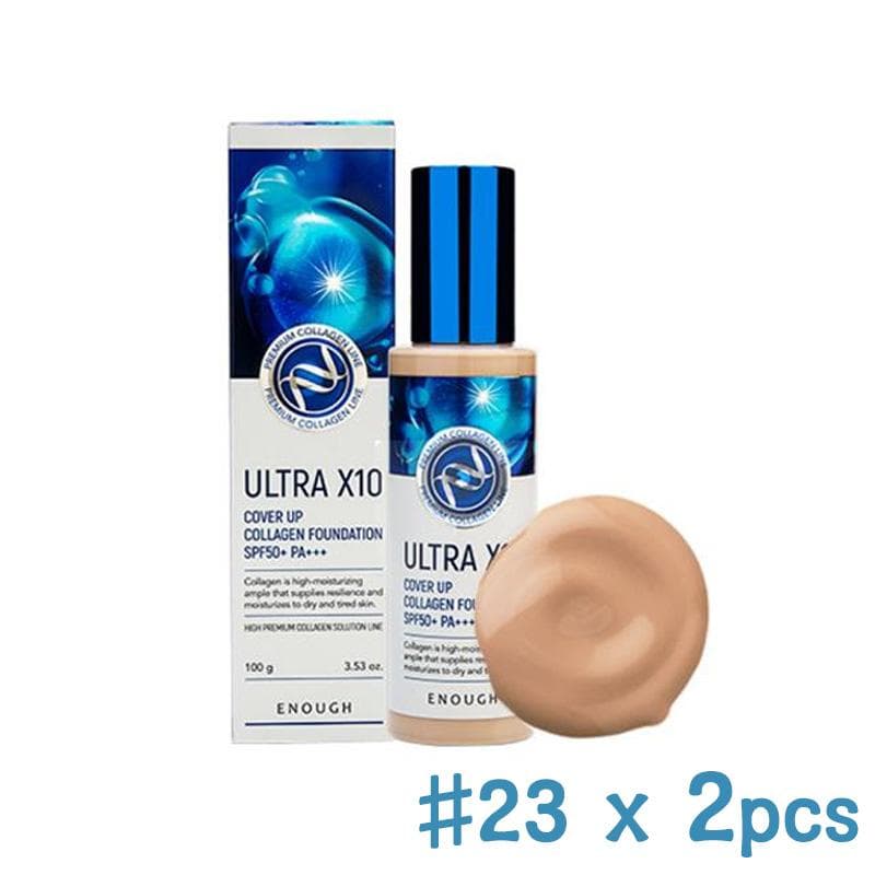 Enough Premium Ultra X10 Cover Up Collagen Foundation 100ml (9 Options) #23 x 2PCS
