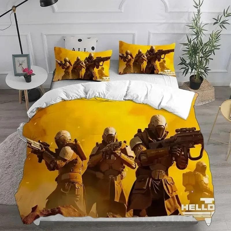 3D HELLDIVERS 2 Bedding Sets Comforter Quilt Bed Cover Duvet Cover Pillow Case Sets Kids Adult Size For Home Textiles AU King 245x210cm