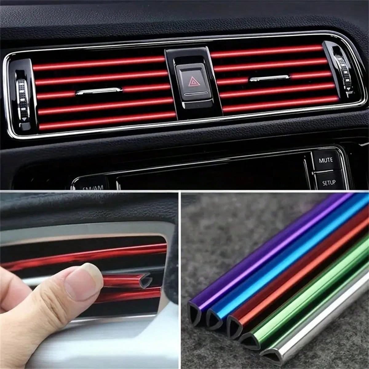 10pcs 7.87 Inches Fit For Car Air Conditioner Outlet, Decorative U-Shaped Molding, Car Styling Door Edge Corner Protector one-size red