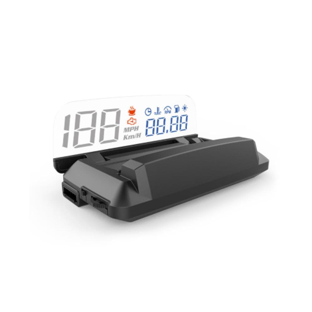 Car HUD Headup Display LED Speedometer Projector with Speed/Time/Water Temperature/RPM/Fuel black