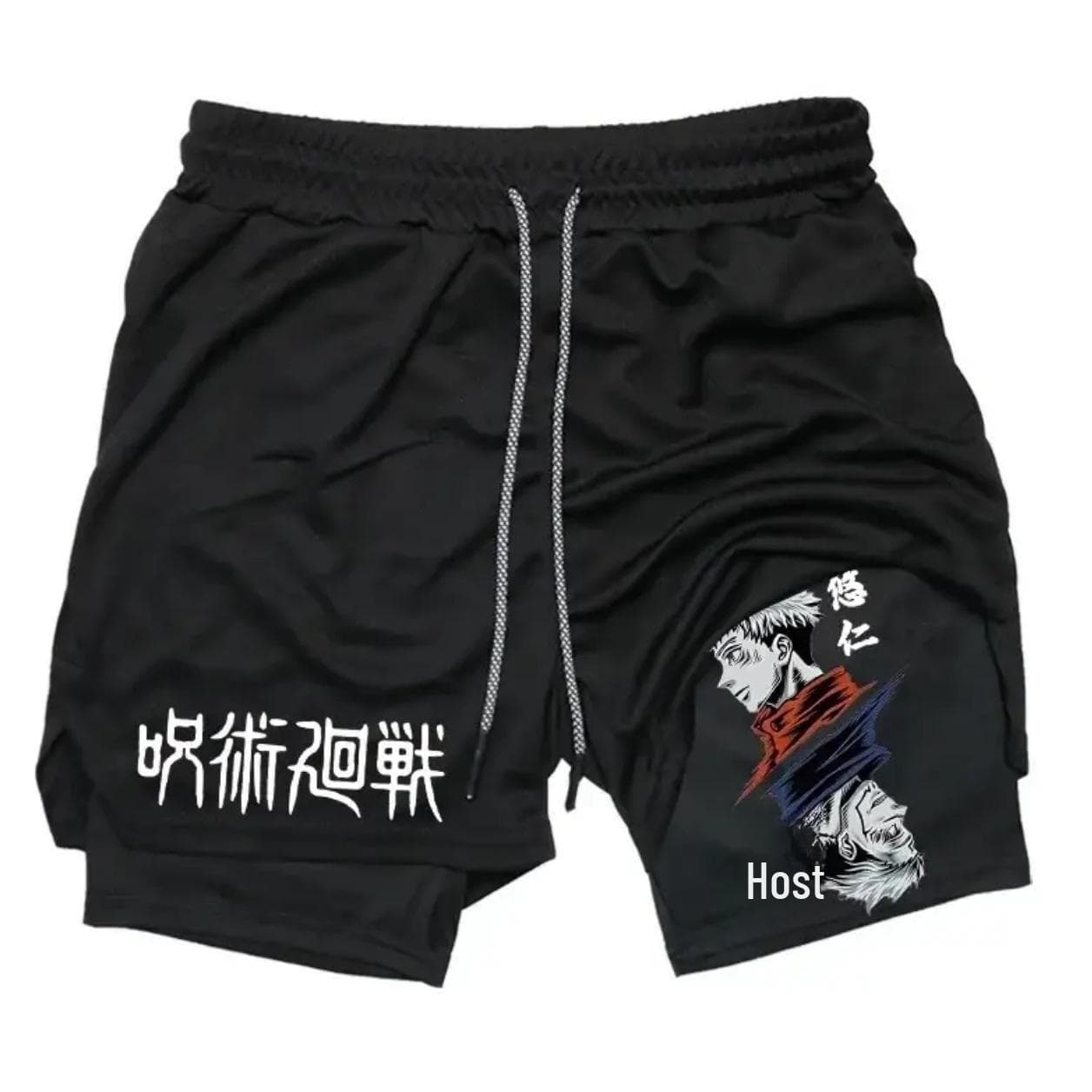 Jujutsu Kaisen Anime Print Double-Layer Beach & Fitness Shorts - Summer Style M