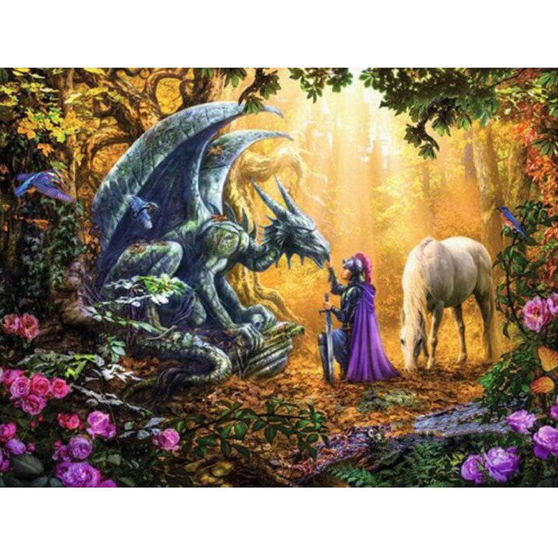 Furnishing Diamond Painting Patterns Holy Dragon Warrior Diamond Embroidery Full Drill Cross Stitch 20X30CM